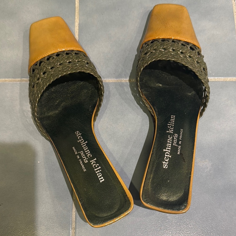 Women's Woven Green Mules - Picture 2 of 5